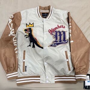 Members Only Tan and Cream Varsity Jacket